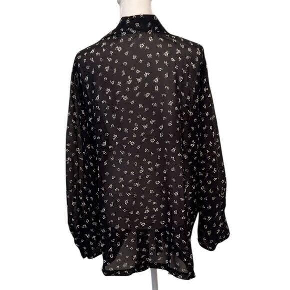 Blu Pepper OSFM Black Floral Tie-Front Batwing Blouse EUC - Picture 3 of 10